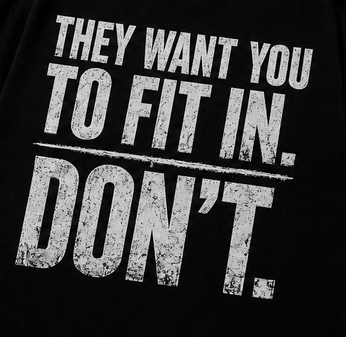 THEY WANT YOU TO FIT IN. DON’T.