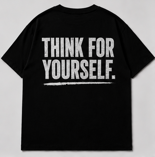 Think For Yourself T-Shirt | Question Everything Shirt | Streetwear Graphic Tee | Minimalist Back Print Shirt | Rebel Mindset Clothing