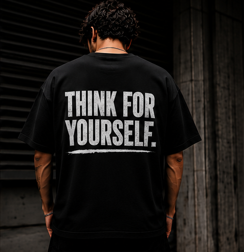 Think For Yourself T-Shirt | Question Everything Shirt | Streetwear Graphic Tee | Minimalist Back Print Shirt | Rebel Mindset Clothing